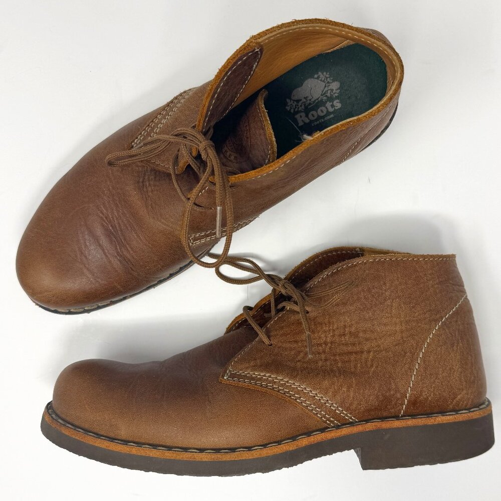 Roots Classic Brown Tribal Leather Desert Boots Lace Up Women's 8